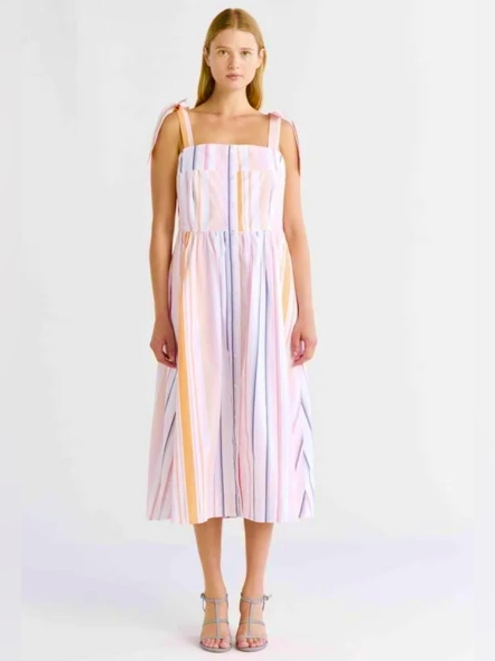 NWT Free Assembly Sleeveless Cotton Midi Dress with Tie
